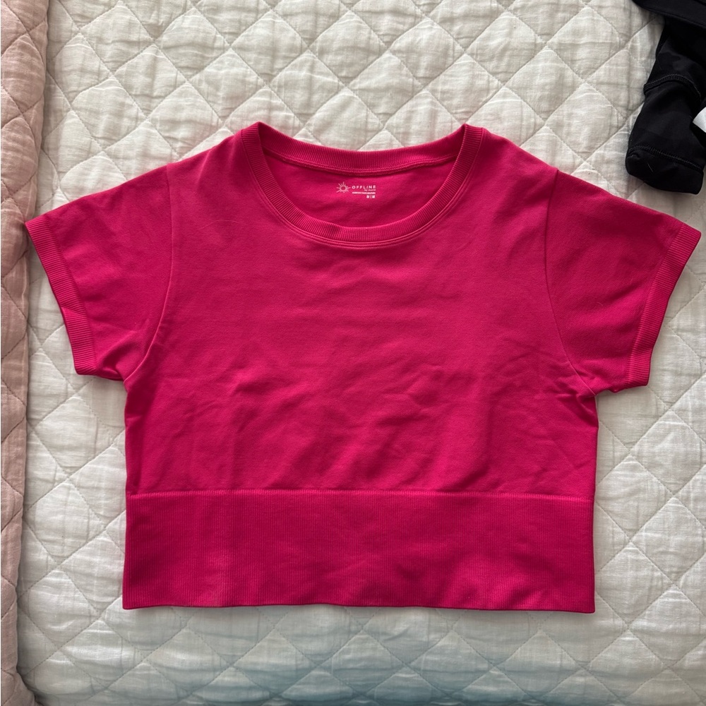 Aerie Offline Hot Pink Crop Top